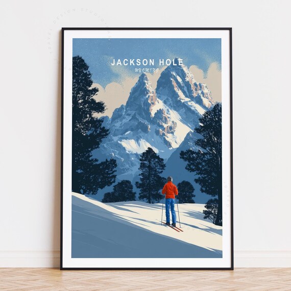 Jackson Hole Wyoming Powder Snow Skiing Mountain Majesty Poster