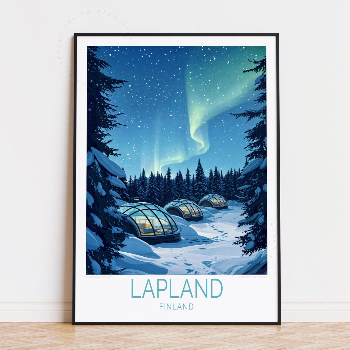 Lapland Finland Glass Igloo Aurora Borealis Night Travel Poster