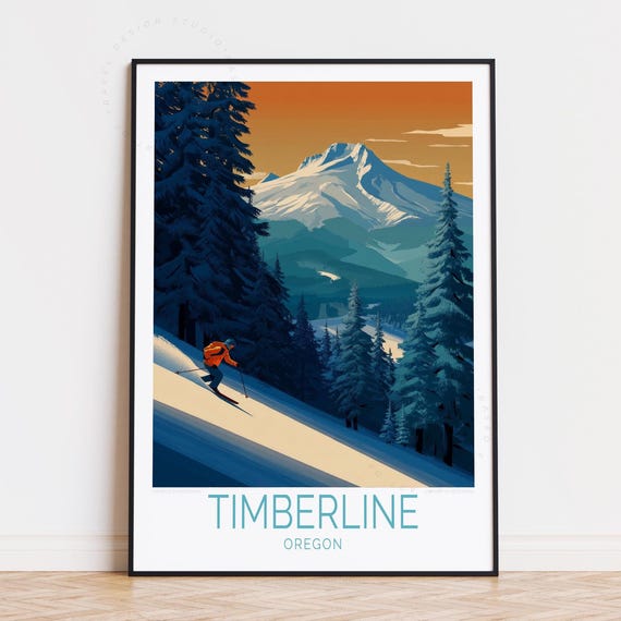 Timberline Travel Poster Oregon Wall Art Ski Area Print Birthday Gifts Home Decor Custom