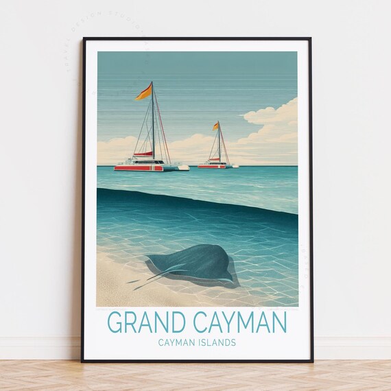 Grand Cayman Travel Poster Islands Wall Art Caribbean Print Home Decor Birthday Gifts Wedding Present
