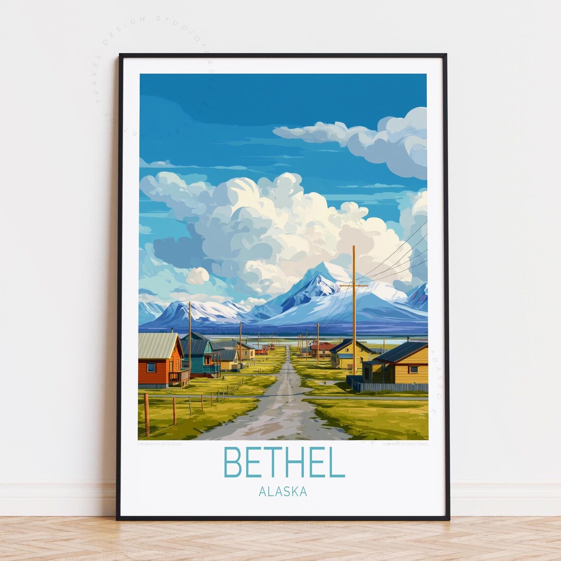 Bethel Alaska Tundra Village Street Snowy Mountain View Poster
