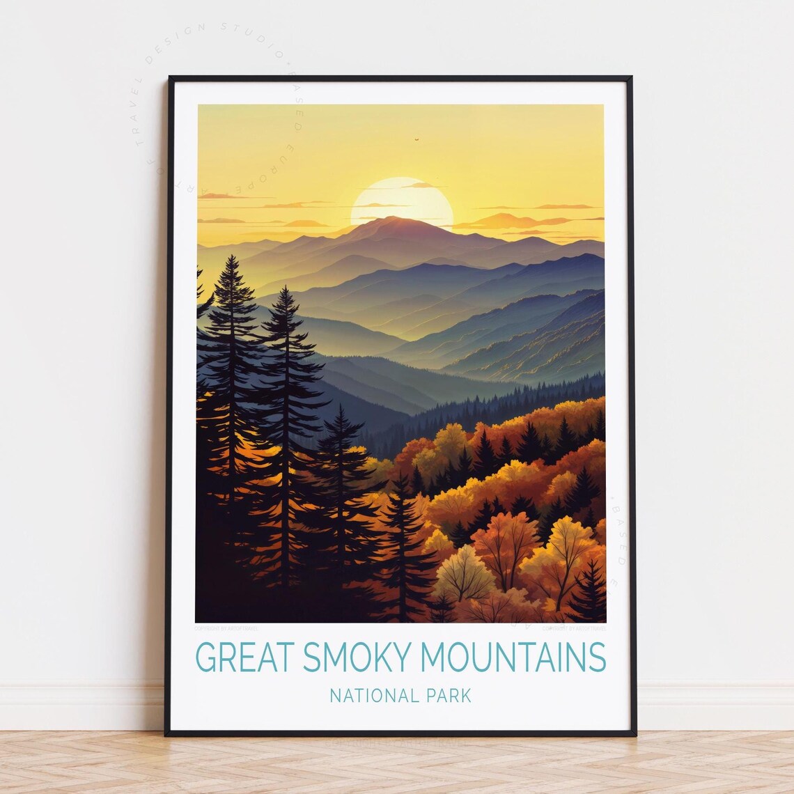 Great Smoky Mountains Sunrise Misty Blue Ridge National Park Poster