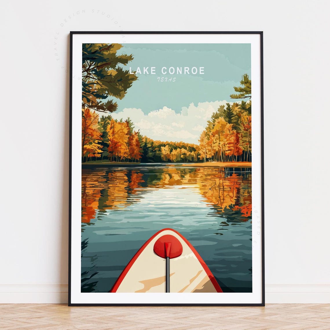 Lake Conroe Texas Autumn Lake Paddleboard View Kayak Art Poster