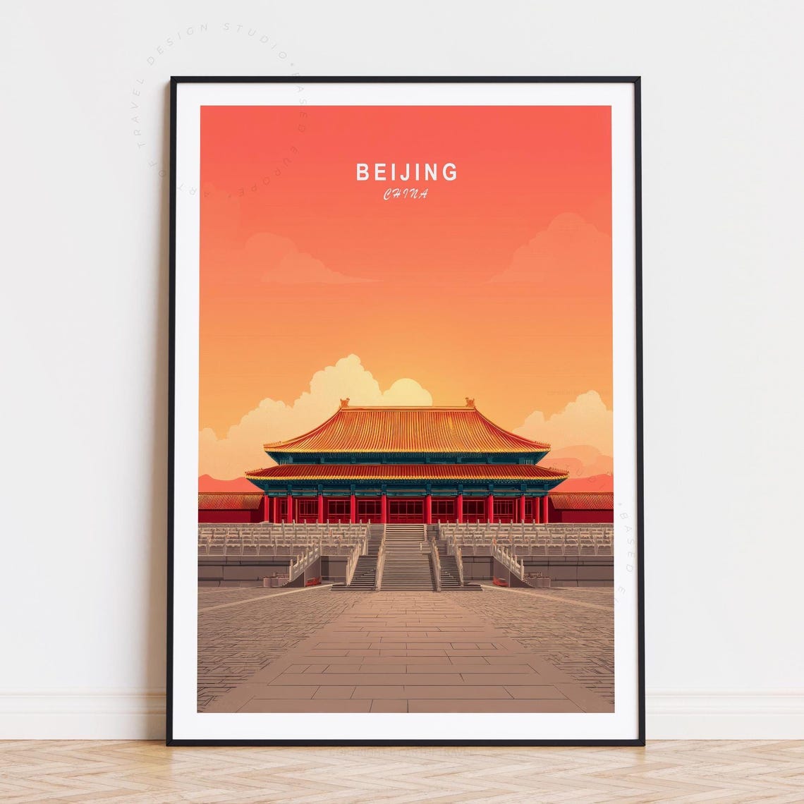 Beijing China Forbidden City Imperial Palace Sunset Travel Poster