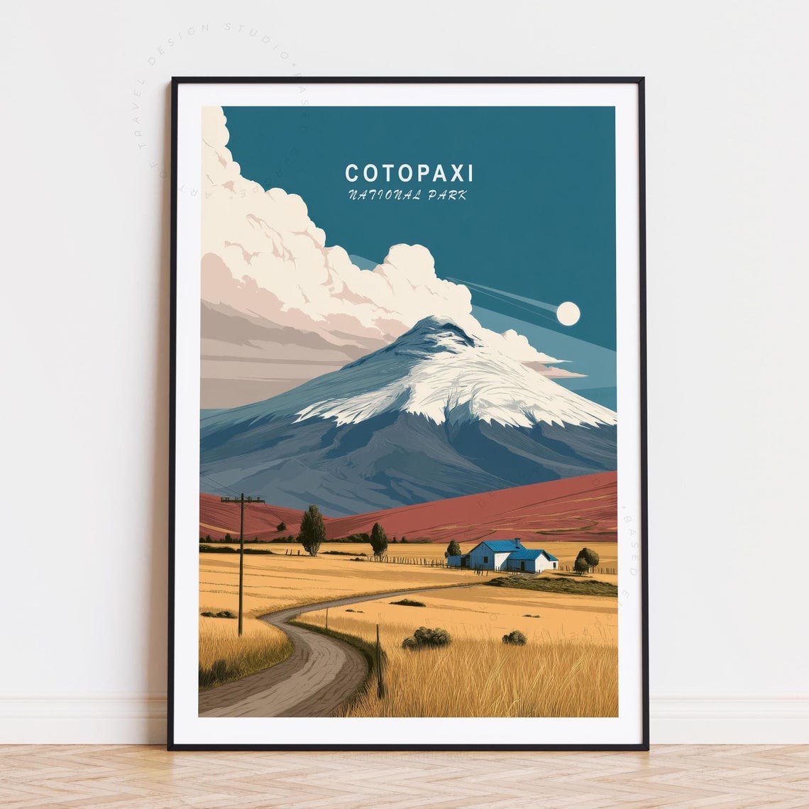 Majestic Cotopaxi National Park Snow Capped Volcano Moon Poster