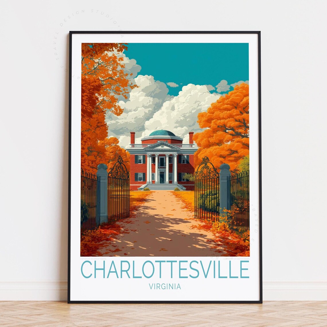 Charlottesville Virginia Historic Domed Manor in Autumn Poster