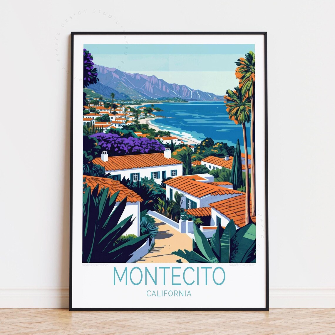Montecito California Terracotta Roofs Bay Village Travel Poster