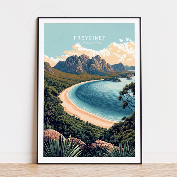 Freycinet National Park Tasmania Coast Beach Mountains Poster