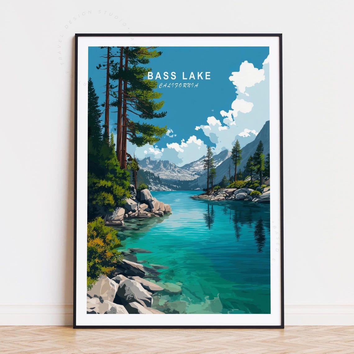 Bass Lake California Pine Forest Mountain Lake View Travel Poster