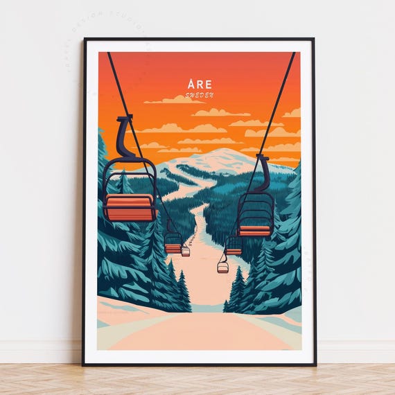 Re Sweden Travel Poster Wall Art Ski Resorts Print Birthday Gifts Minimalist Home Decor