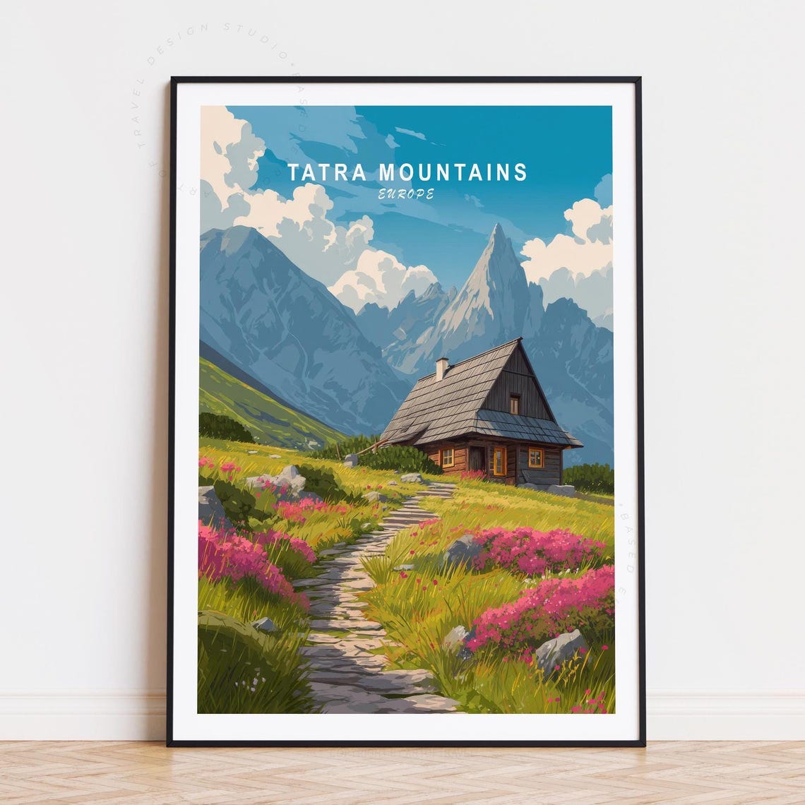 Tatra Mountains Europe Mountain Chalet Path Wildflower Valley Poster