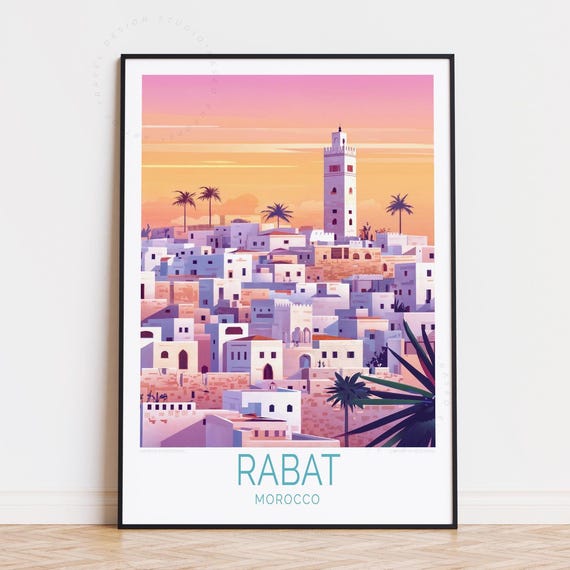 Rabat Morocco Travel Poster Wall Art Print Birthday Present Custom Housewarming Gifts