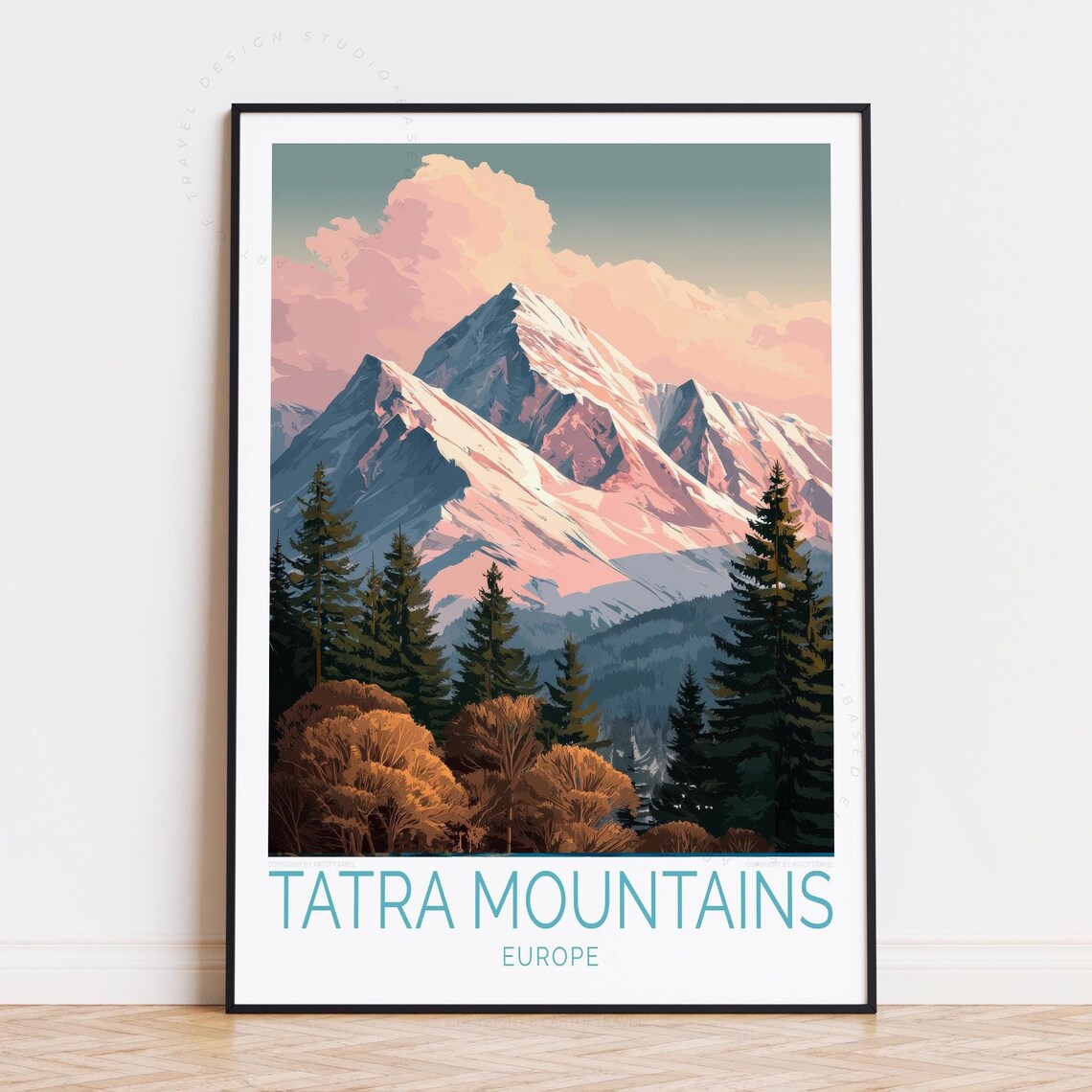 Tatra Mountains Europe Snowcapped Peak Golden Dawn Travel Poster