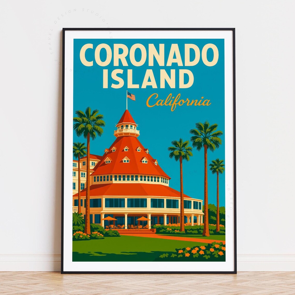 Coronado Island California Landmark Hotel Palm Trees Travel Poster
