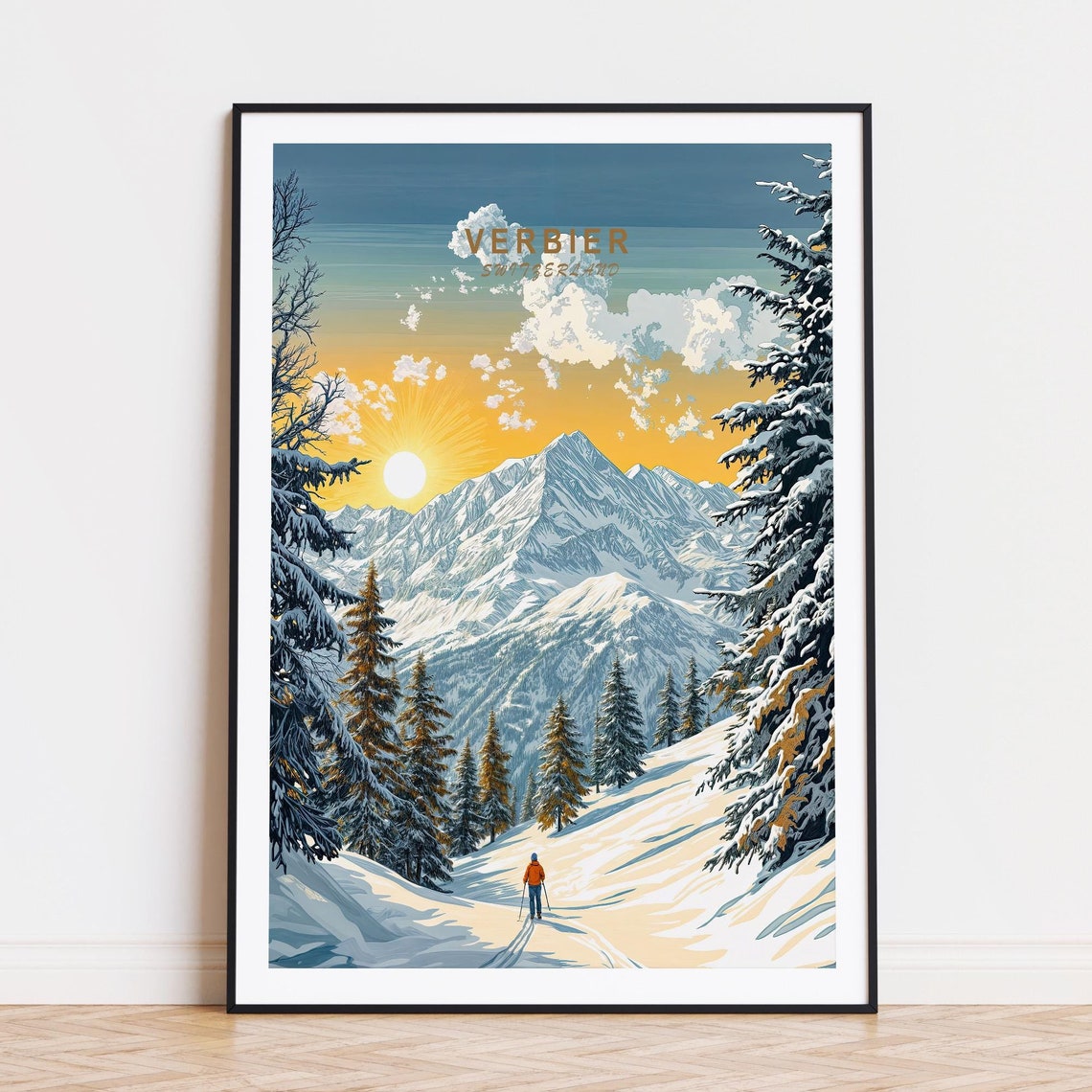Verbier Switzerland Travel Poster Switzerland Wall Art Verbier Switzerland Travel Print Birthday Gifts Wedding Gifts