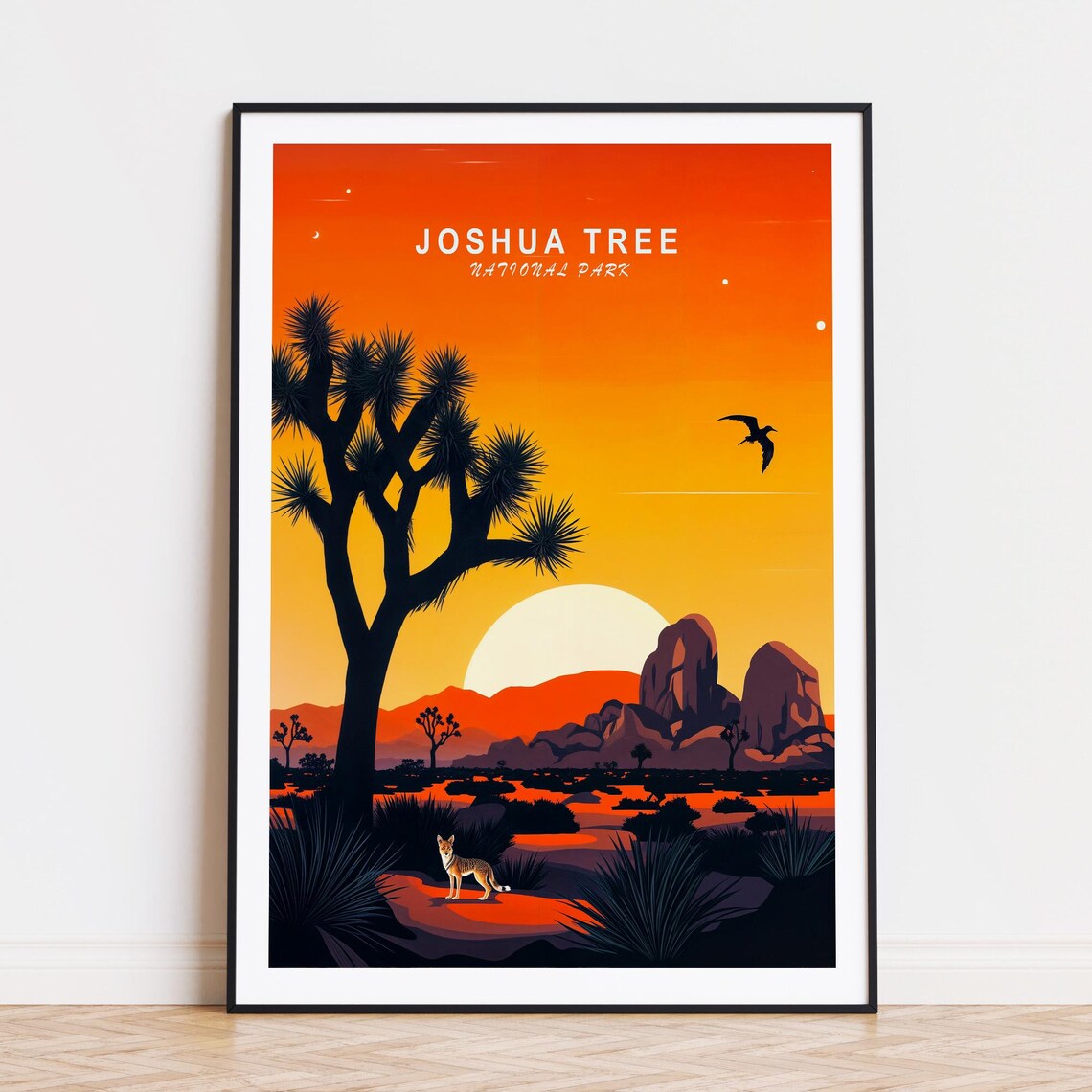 Joshua Tree National Park Sunset Desert Scene Vintage Travel Poster
