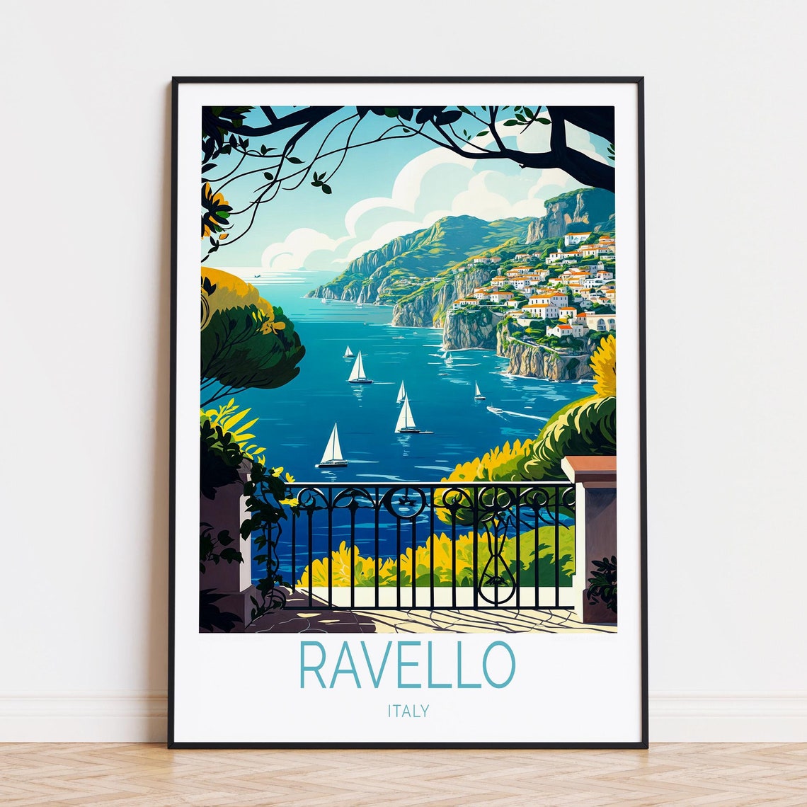 Ravello Italy Coastal Town Sunset Over Amalfi Hillside Poster