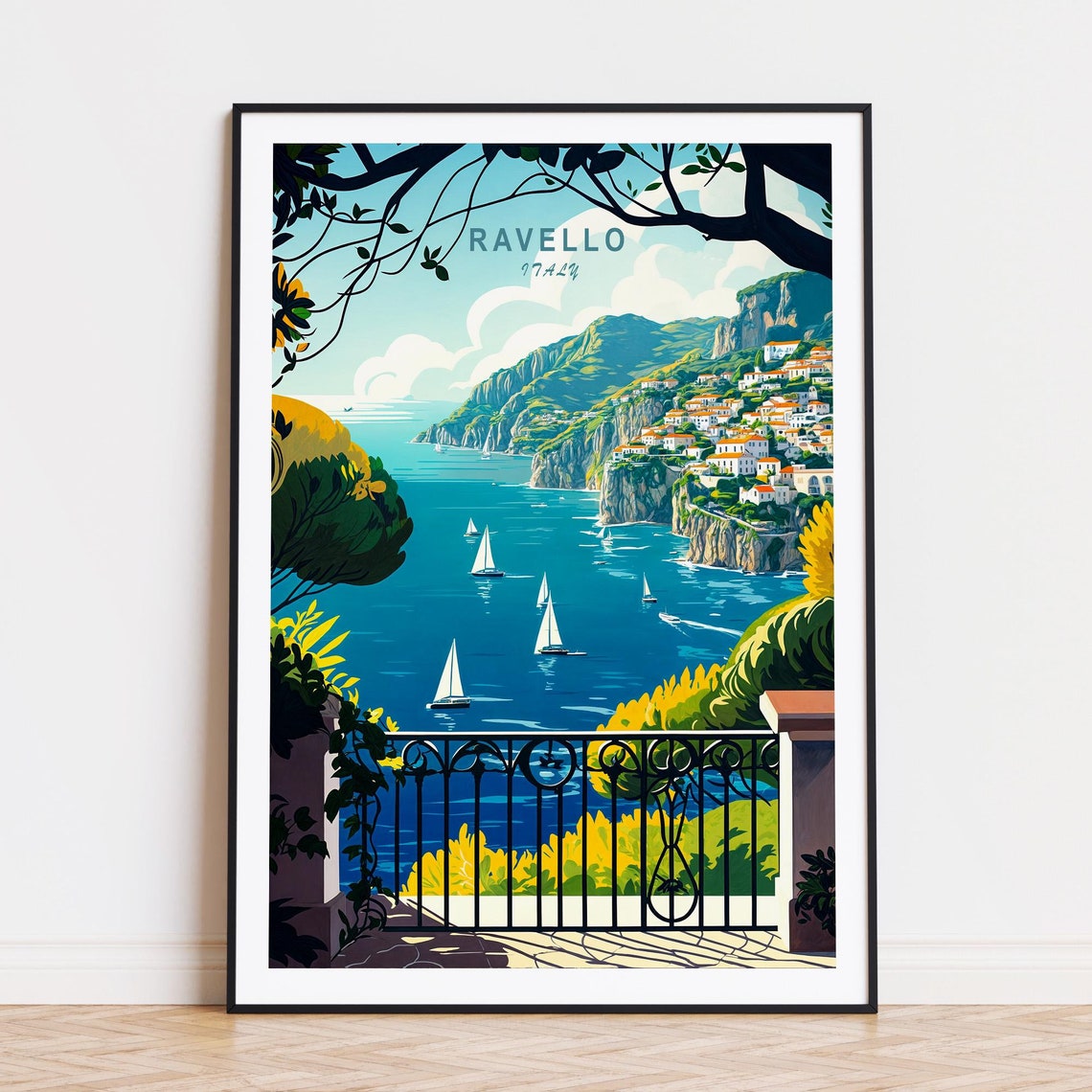 Ravello Italy Terrace Overlooking the Amalfi Coast Bay Poster