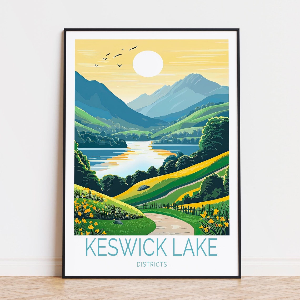 Keswick Lake District England Mountains Sunset Lake Path Poster