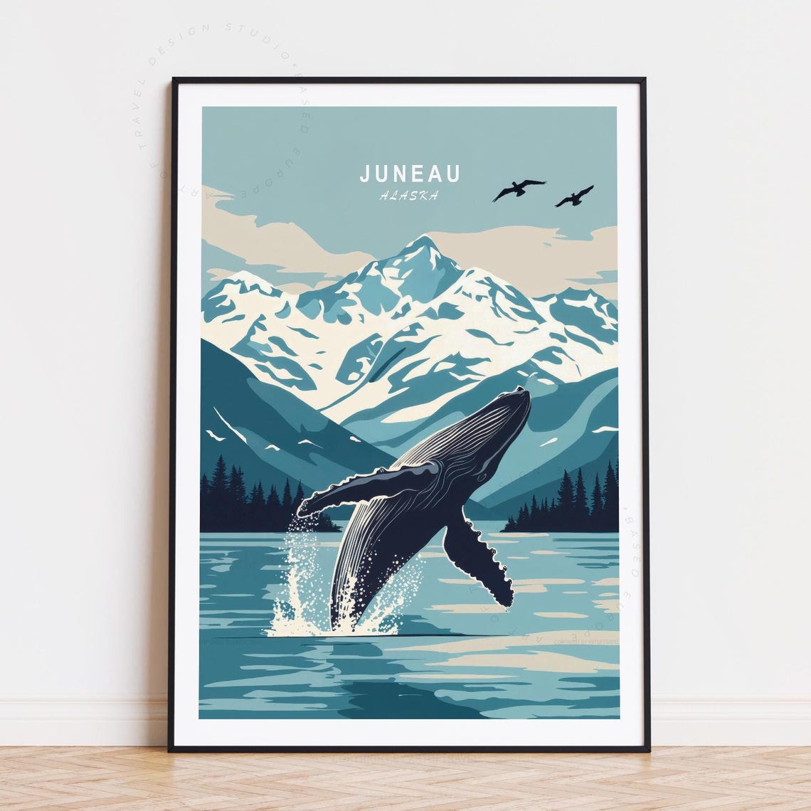 Juneau Minimalist Travel Poster, Alaska Art Print