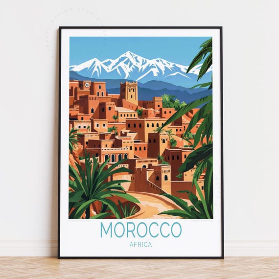 Morocco Africa Travel Poster Wall Art Print Birthday Gifts Personalised Home Decor