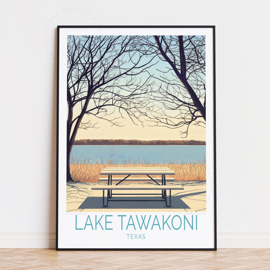 Lake Tawakoni Texas Quiet Lakeshore Picnic Spot Morning Light Poster