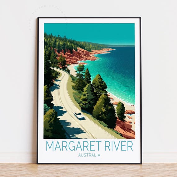 Margaret River Australia Travel Poster Wall Art Print Birthday Present Home Decor Personalised Gifts