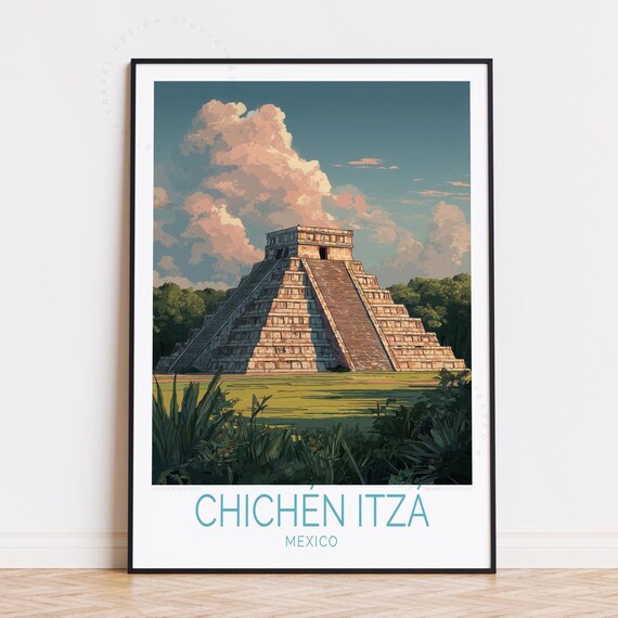Chichn Itz Travel Poster Mexico Wall Art Yucatan Print Home Decor Birthday Gifts Personalised