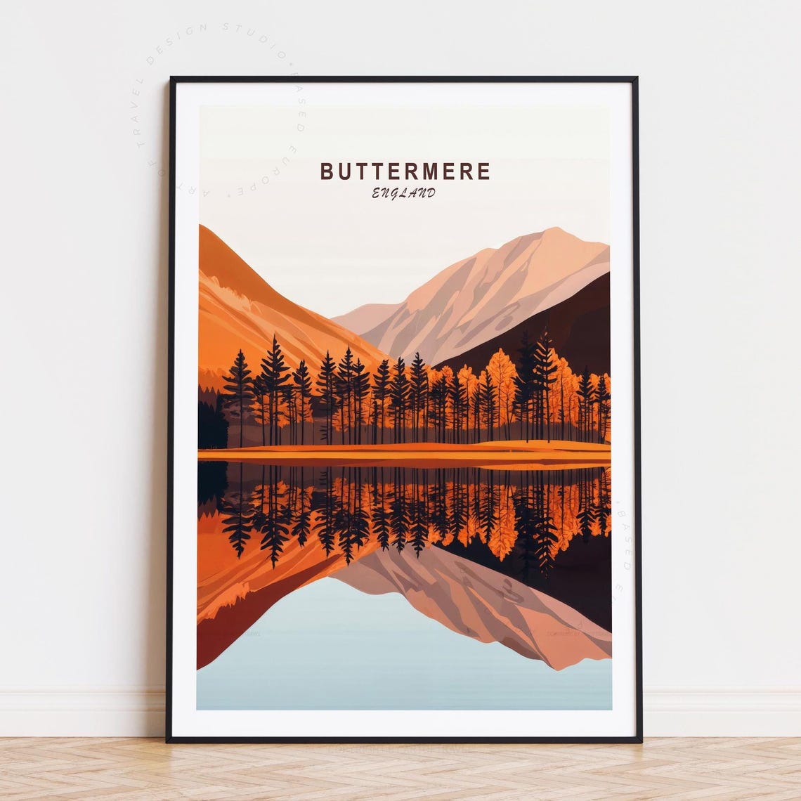 Buttermere England Lake Mirror Reflection Autumn Hills Poster