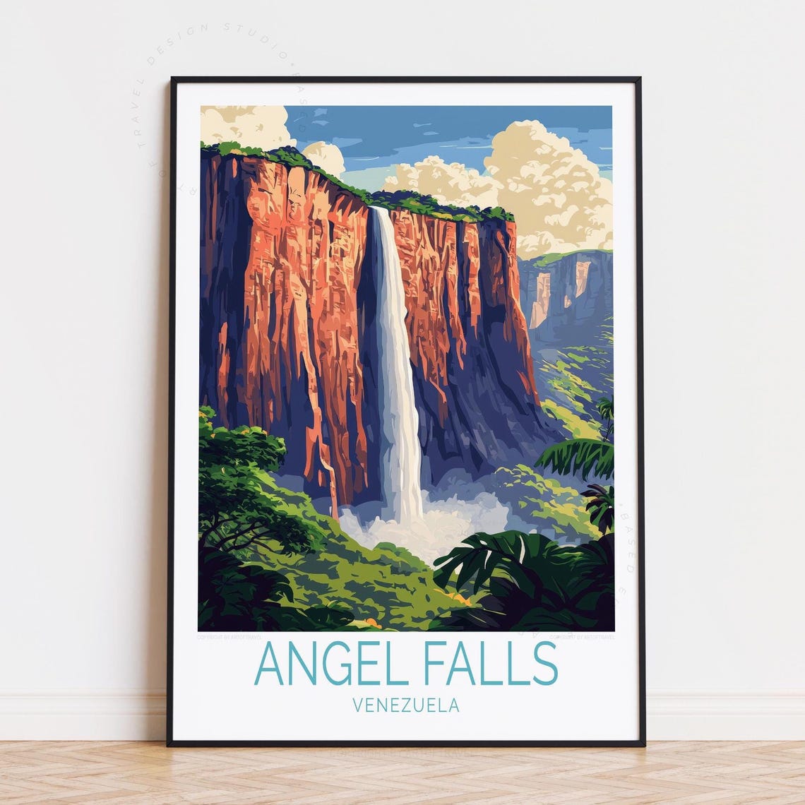 Angel Falls Venezuela Waterfall Jungle Landscape Travel Poster
