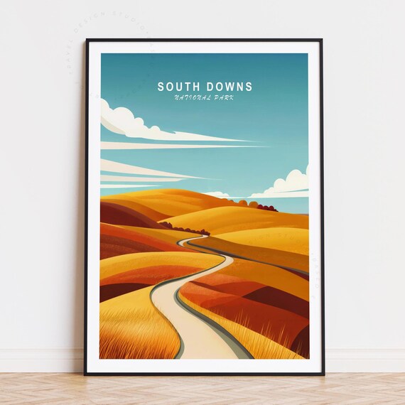 South Downs National Park Golden Amber Hills Winding Path Poster