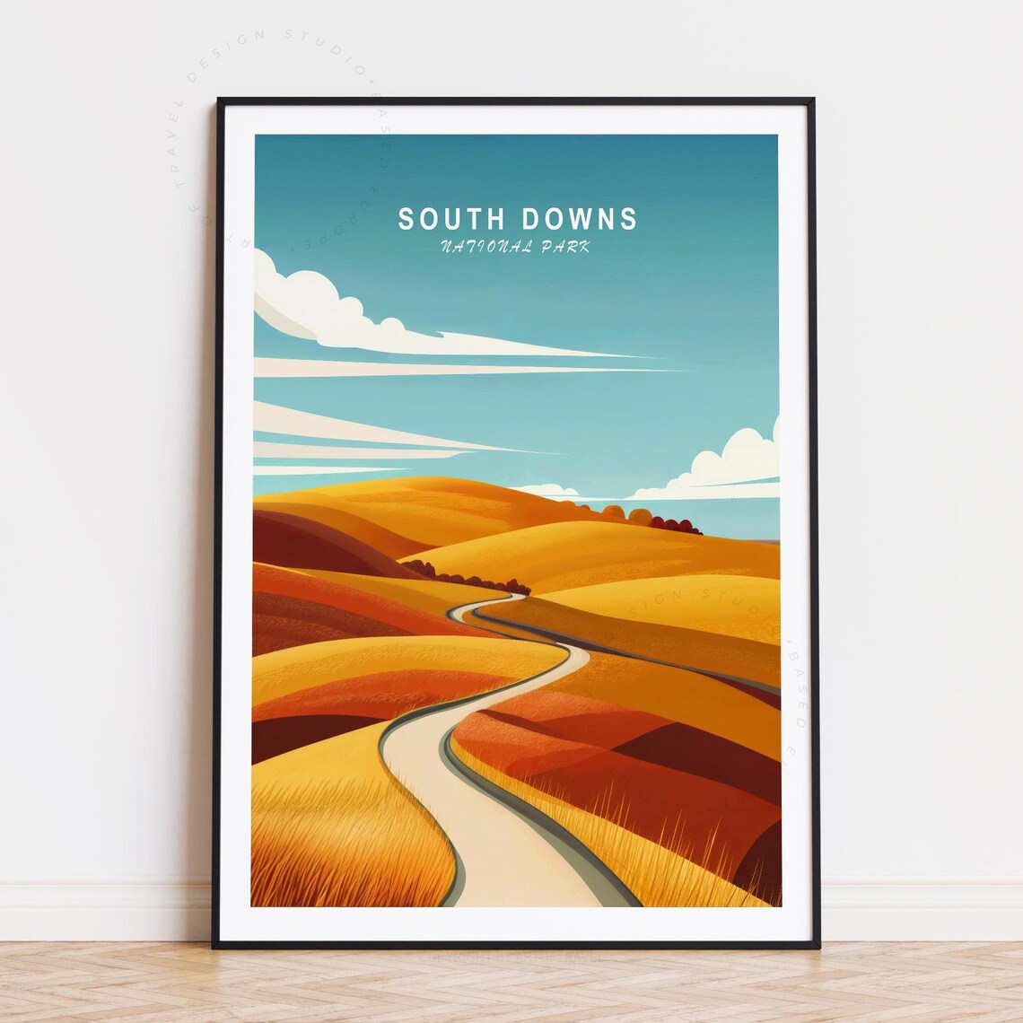 South Downs National Park Golden Amber Hills Winding Path Poster