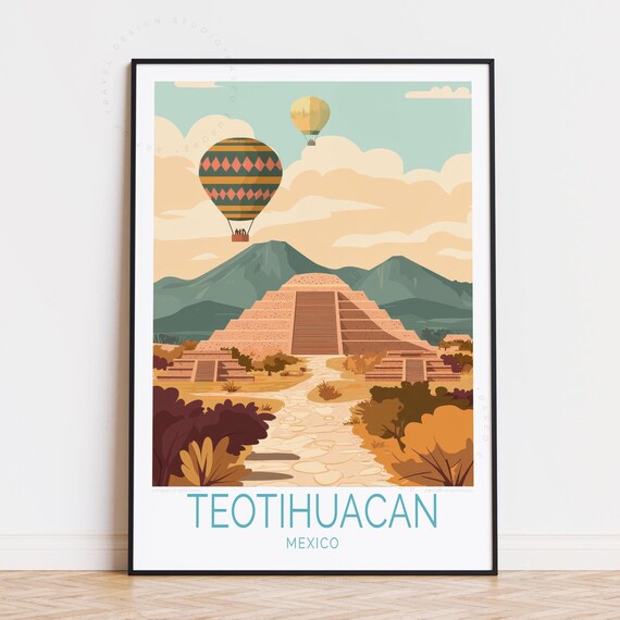 Teotihuacn Mexico Travel Poster Wall Art Print Home Decor Custom Birthday Gifts