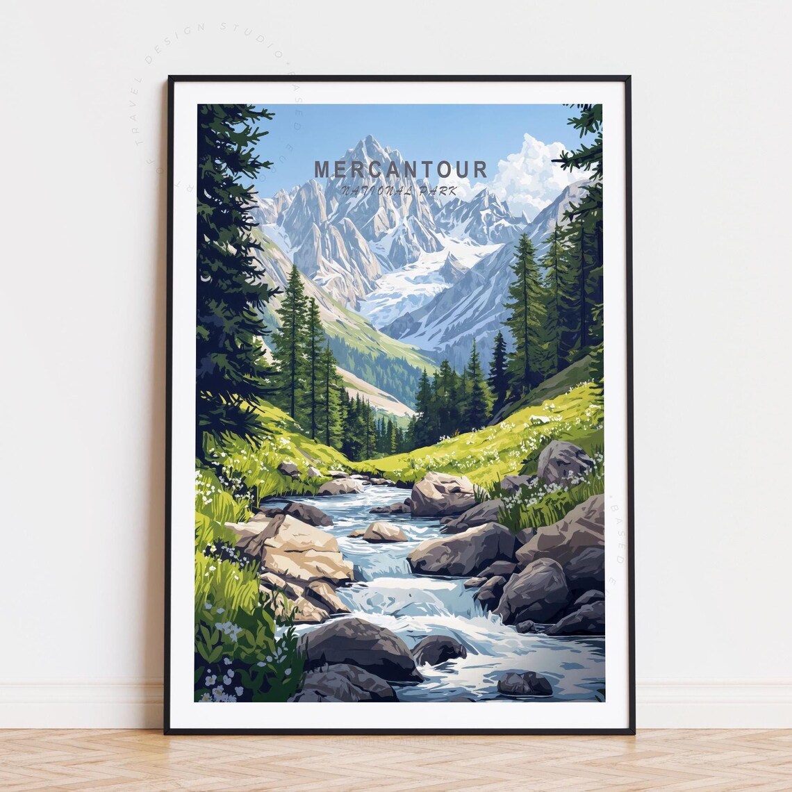Mercantour National Park Green Valley Stream Peaks Adventure Poster