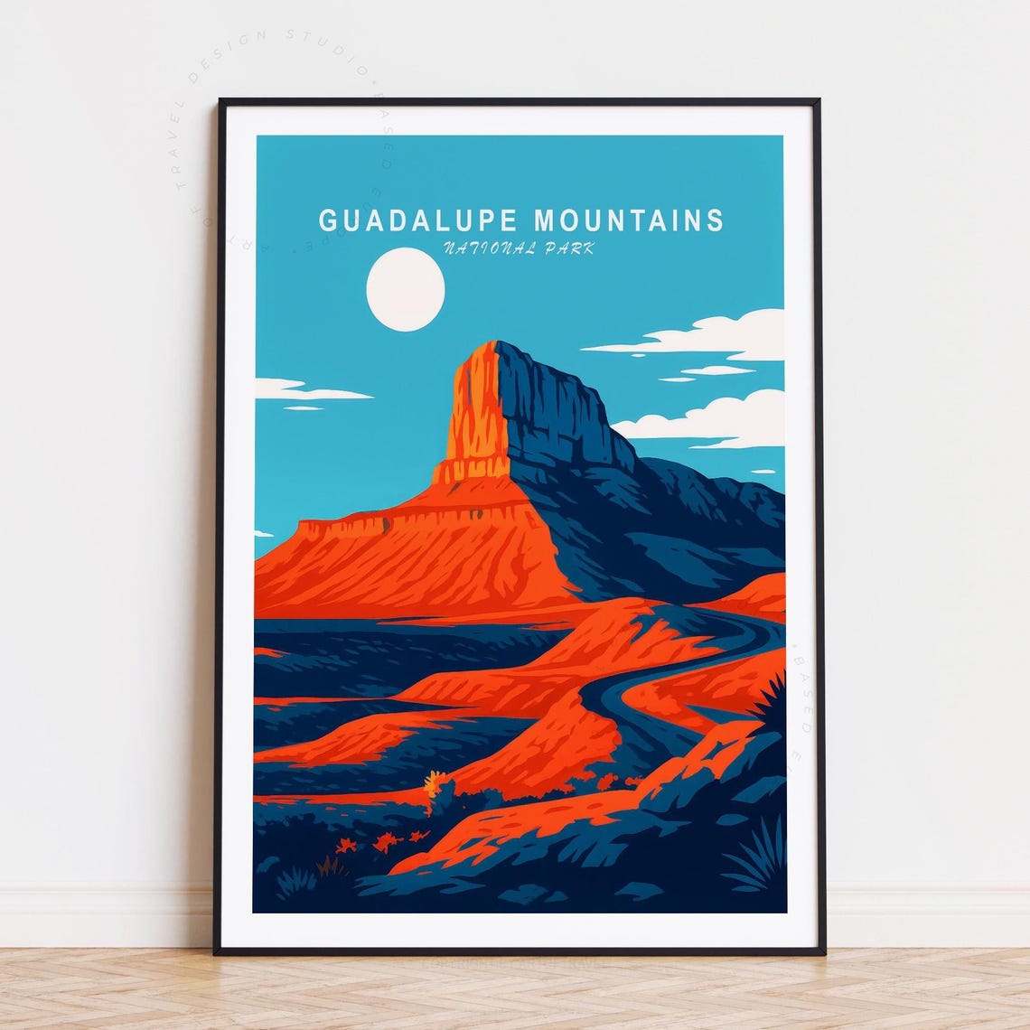 Guadalupe Mountains National Park Desert Mesa Sunset Travel Poster