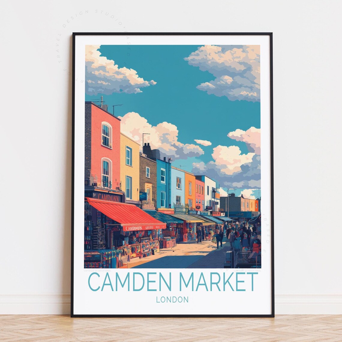 Camden Market London Sunny Colorful Shops Street Travel Poster