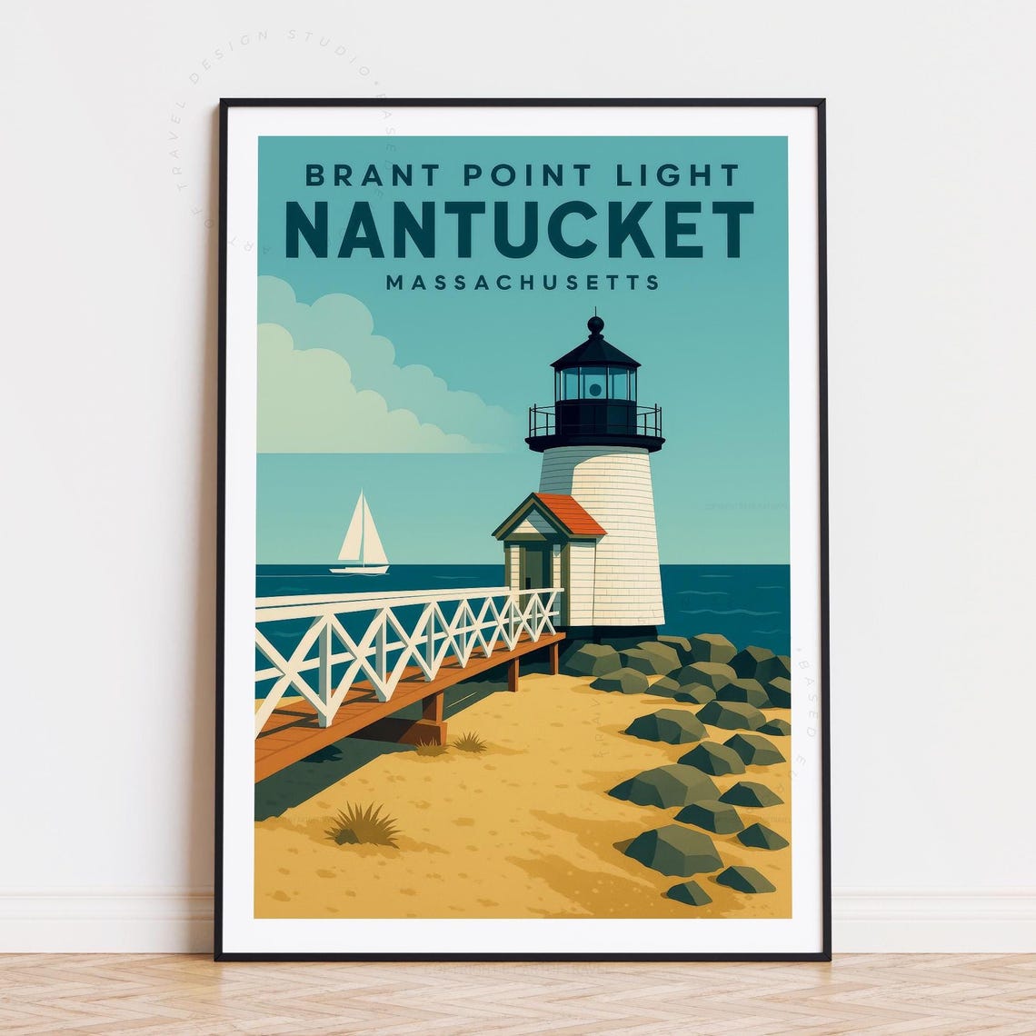 Brant Point Light Nantucket Massachusetts Lighthouse Travel Poster