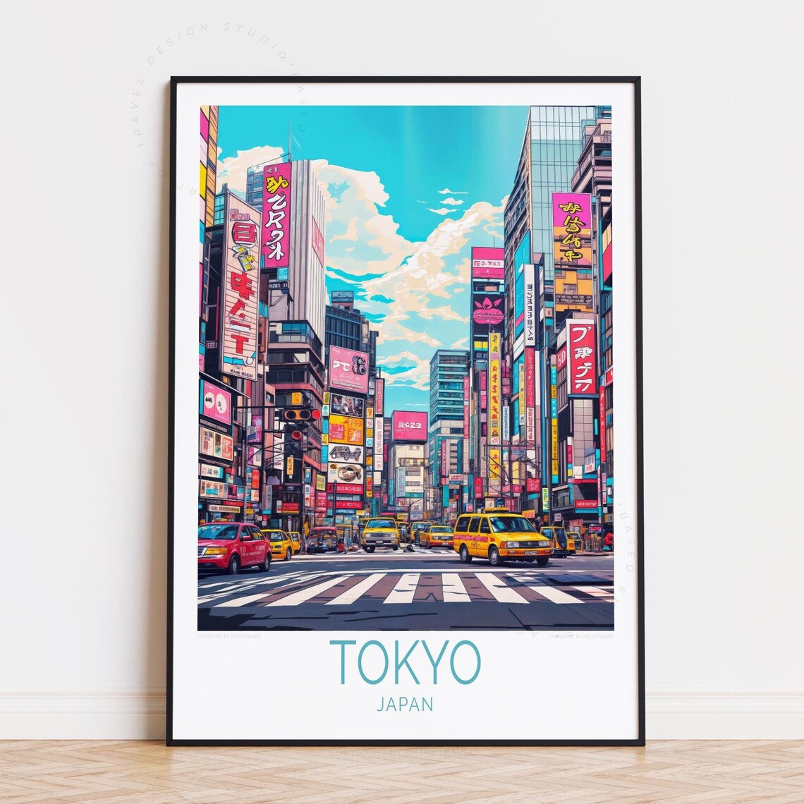Tokyo Japan Neon Street Signs Busy City Night Travel Poster Art