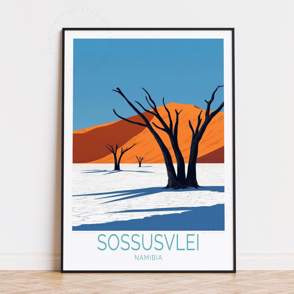Sossusvlei Namibia Desert Dead Trees Red Dunes Travel Poster