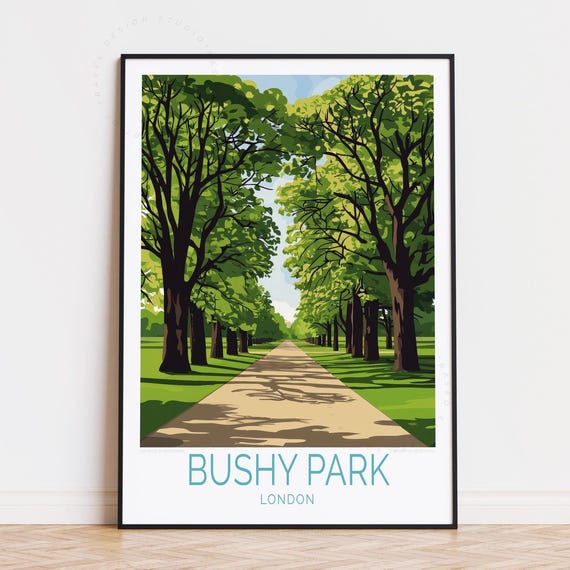 Bushy Park England Travel Poster, Home Decor Print