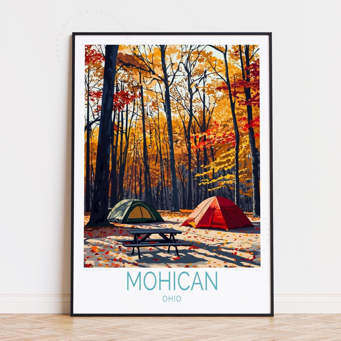 Mohican Ohio Autumn Campground Tents Fall Camping Trip Poster