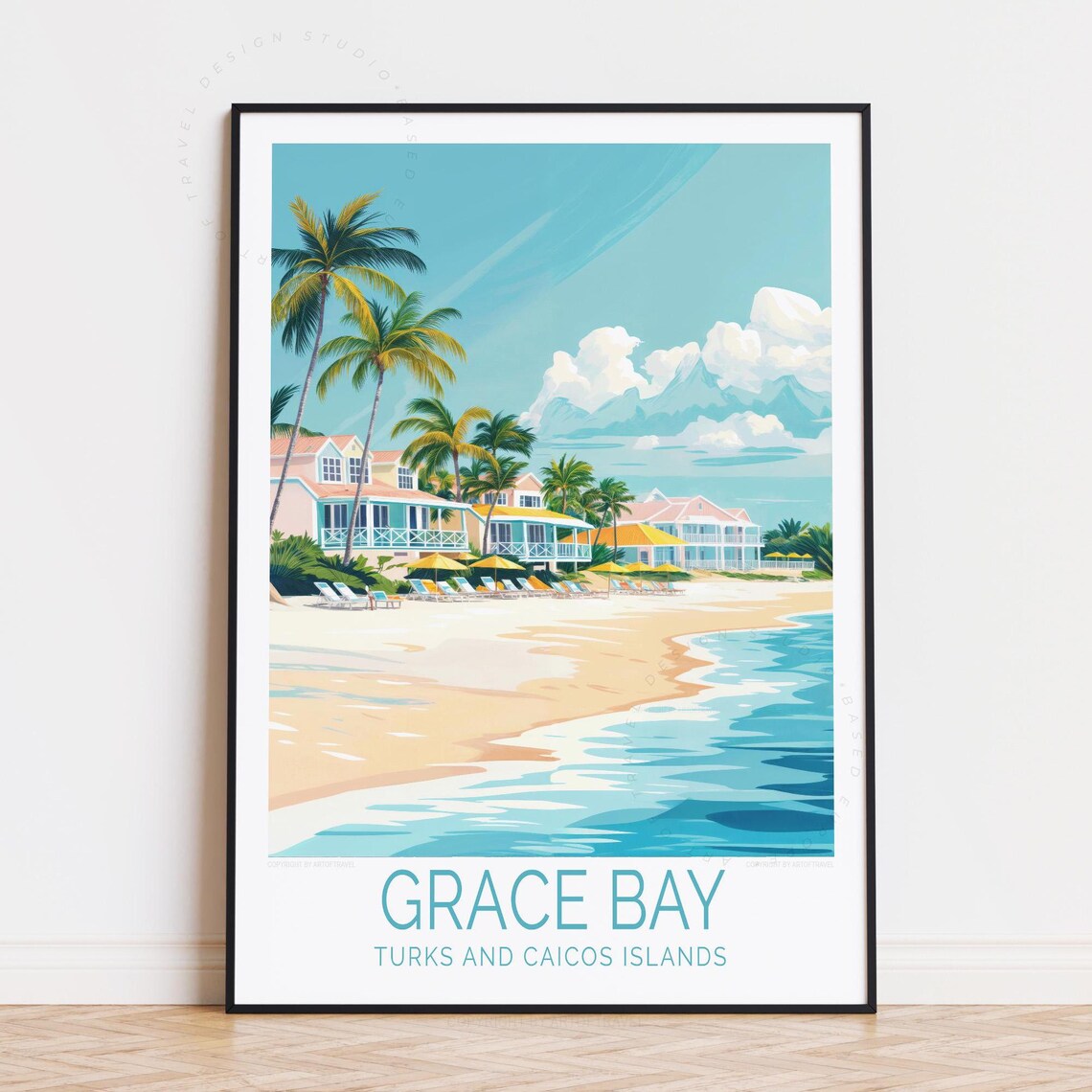 Grace Bay Turks and Caicos Islands Beach Resorts Travel Poster