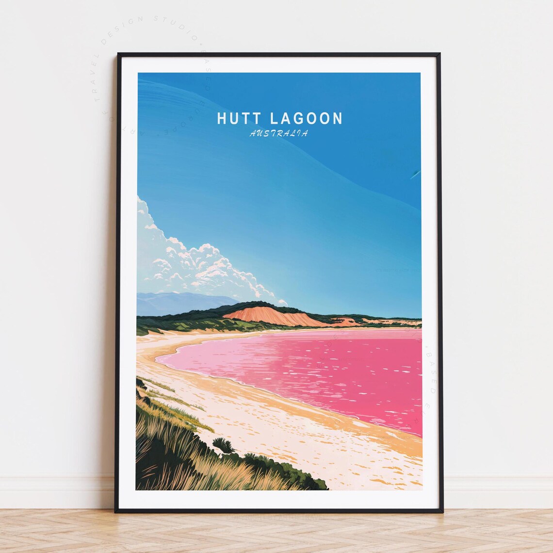 Hutt Lagoon Australia Pink Lake Sky Western Retro Travel Poster