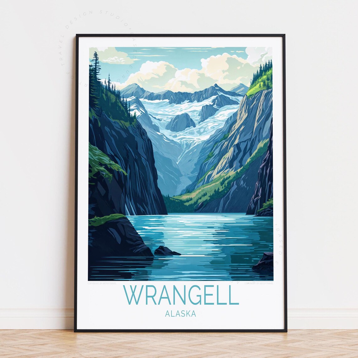 Wrangell Alaska Glacier Fjord Lake Wilderness Travel Art Poster