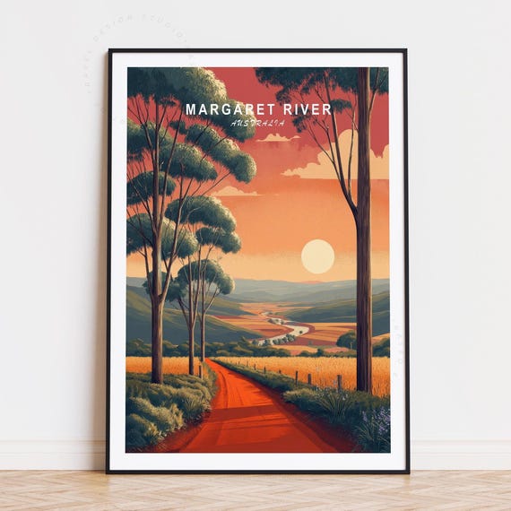 Margaret River Australia Travel Poster Wall Art Print Home Decor Personalised Gifts Minimalist