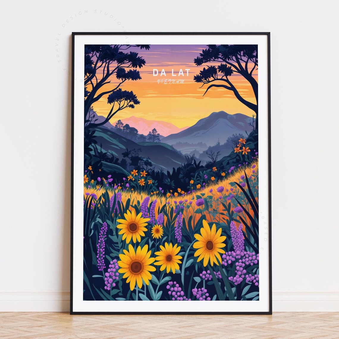 Da Lat Vietnam Wildflower Sunset over Mountain Valley Poster