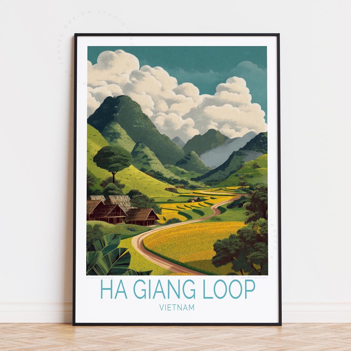 Ha Giang Loop Vietnam Rice Terraces Valley Vintage Travel Poster
