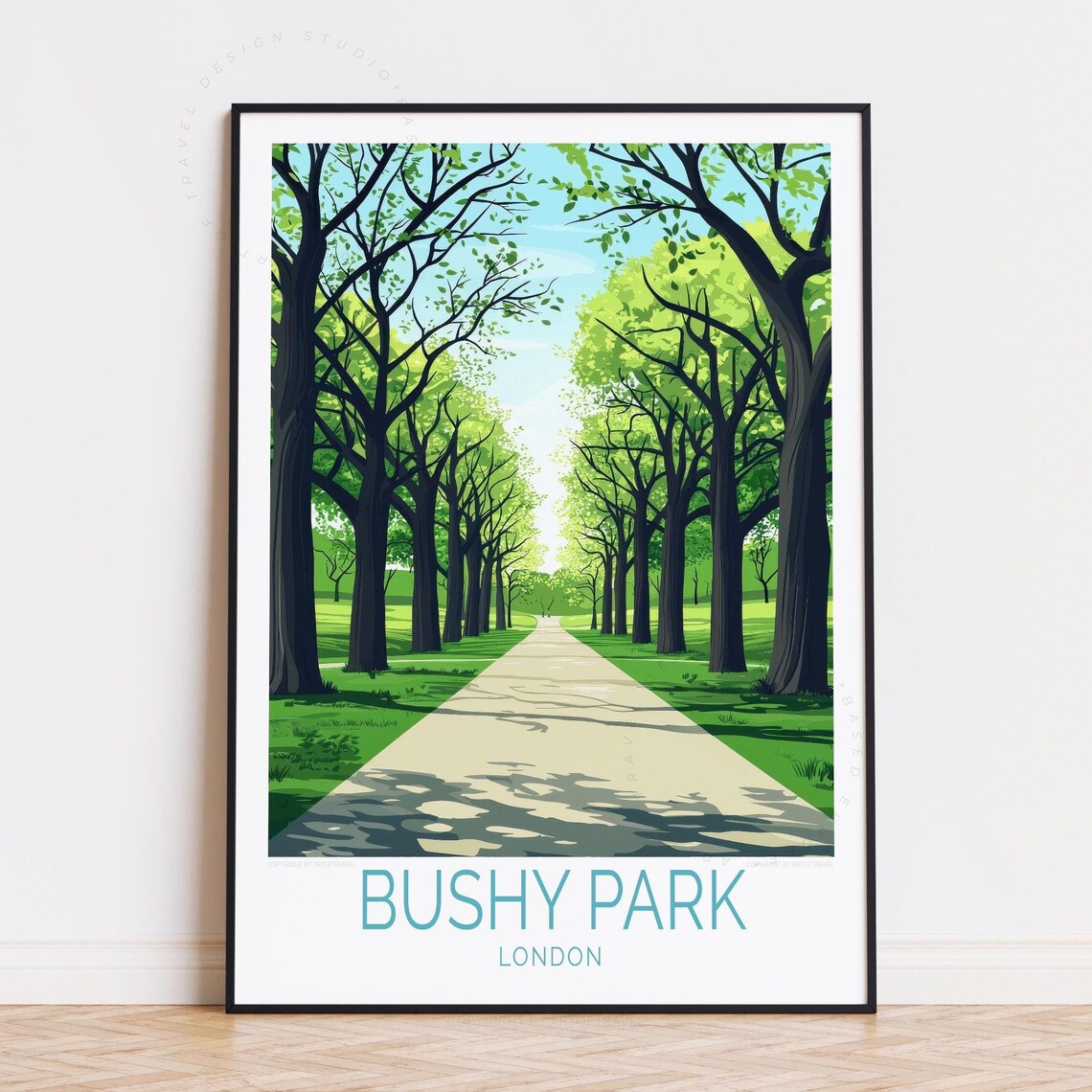 Bushy Park London England Tree Lined Avenue Green Park Travel Poster