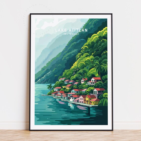Lake Atitln Travel Poster Guatemala Wall Art Print Home Decor Birthday Present Personalised