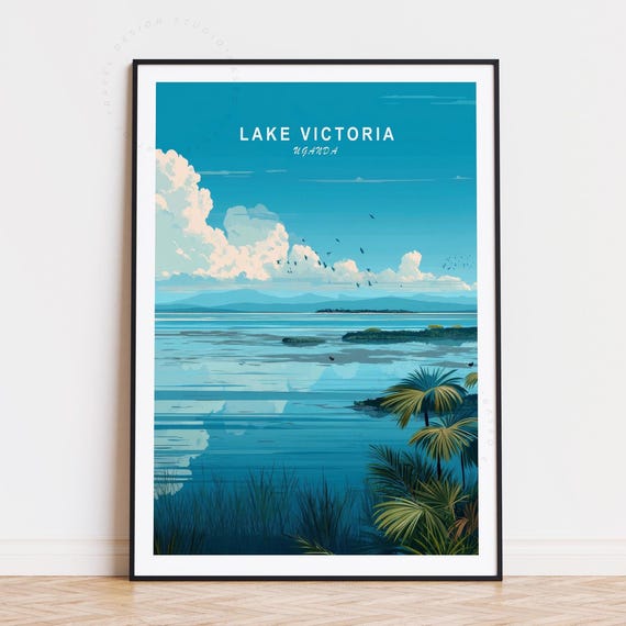 Lake Victoria Travel Poster Africa Wall Art Uganda Print Birthday Gifts Home Decor Minimalist